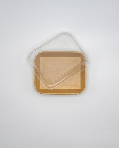 6"x5"x1" Kraft PaperBoard Tray with Clear PET Lid
