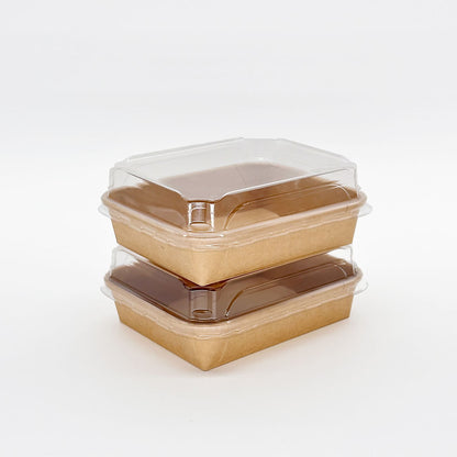 6"x5"x1" Kraft PaperBoard Tray with Clear PET Lid