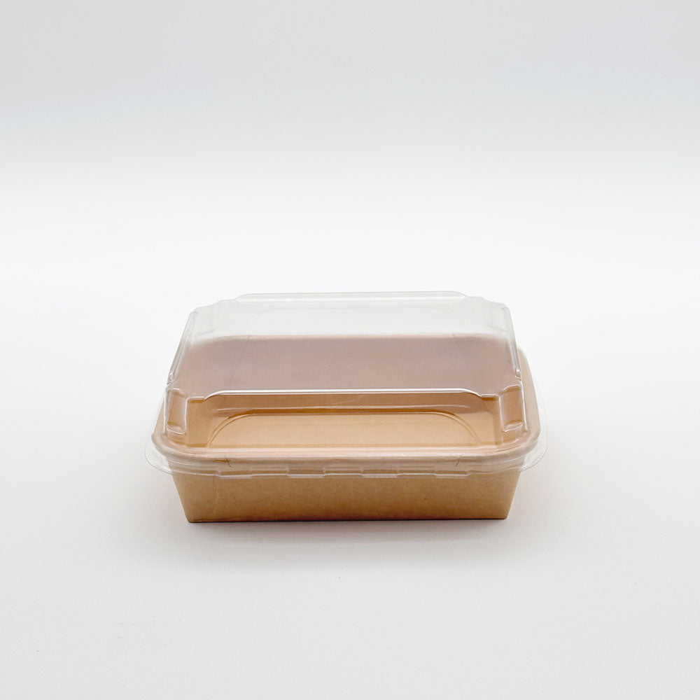 6"x5"x1" Kraft PaperBoard Tray with Clear PET Lid