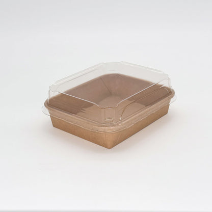 6"x5"x1" Kraft PaperBoard Tray with Clear PET Lid