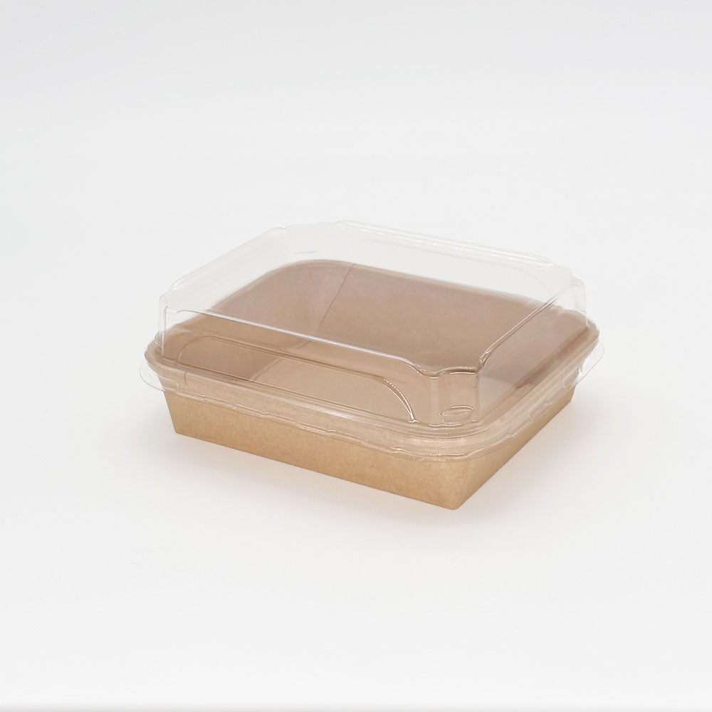 6"x5"x1" Kraft PaperBoard Tray with Clear PET Lid