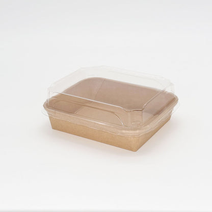 6"x5"x1" Kraft PaperBoard Tray with Clear PET Lid