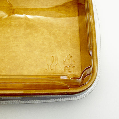 7.3"x5.1" Kraft PaperBoard Tray with Clear PET Lid