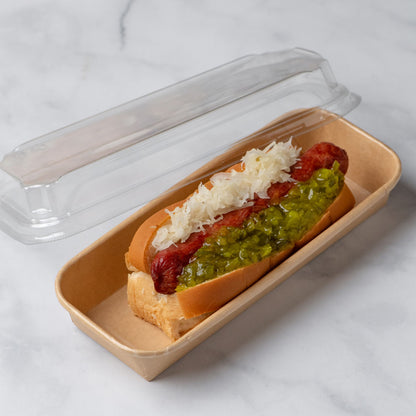 8.75"x3.5"x1" Kraft PaperBoard Tray with Clear PET Lid