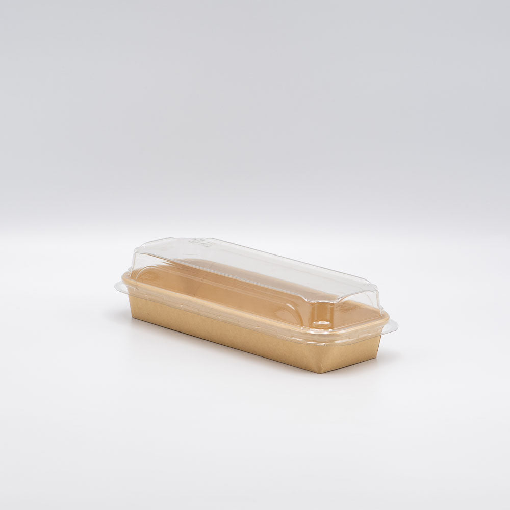 8.75"x3.5"x1" Kraft PaperBoard Tray with Clear PET Lid