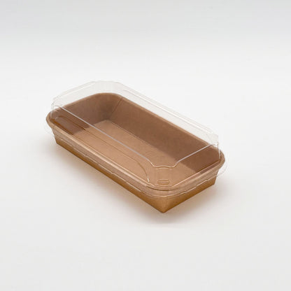 8.75"x3.5"x1" Kraft PaperBoard Tray with Clear PET Lid