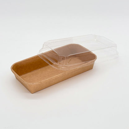 8.75"x3.5"x1" Kraft PaperBoard Tray with Clear PET Lid