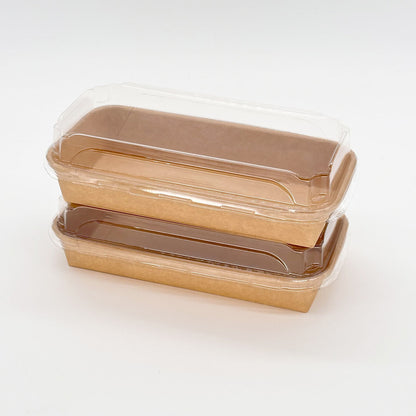 8.75"x3.5"x1" Kraft PaperBoard Tray with Clear PET Lid