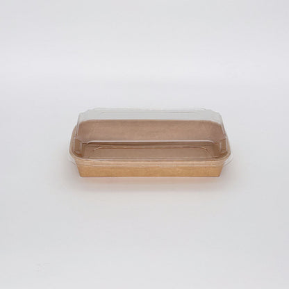 8.75"x3.5"x1" Kraft PaperBoard Tray with Clear PET Lid