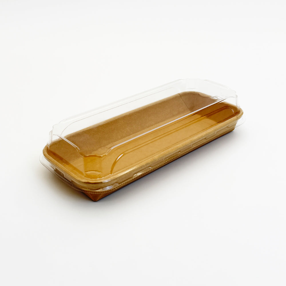 8.7"x3.5" Kraft PaperBoard Tray with Clear PET Lid