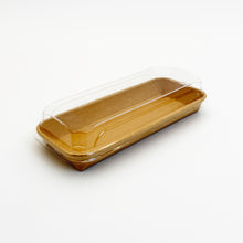 8.7"x3.5" Kraft PaperBoard Tray with Clear PET Lid