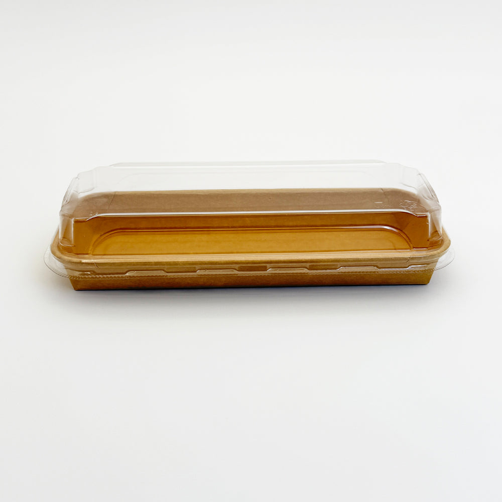 8.7"x3.5" Kraft PaperBoard Tray with Clear PET Lid