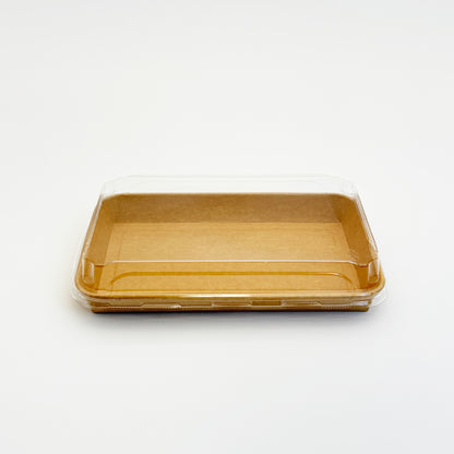8.7"x5.5" Kraft PaperBoard Tray with Clear PET Lid