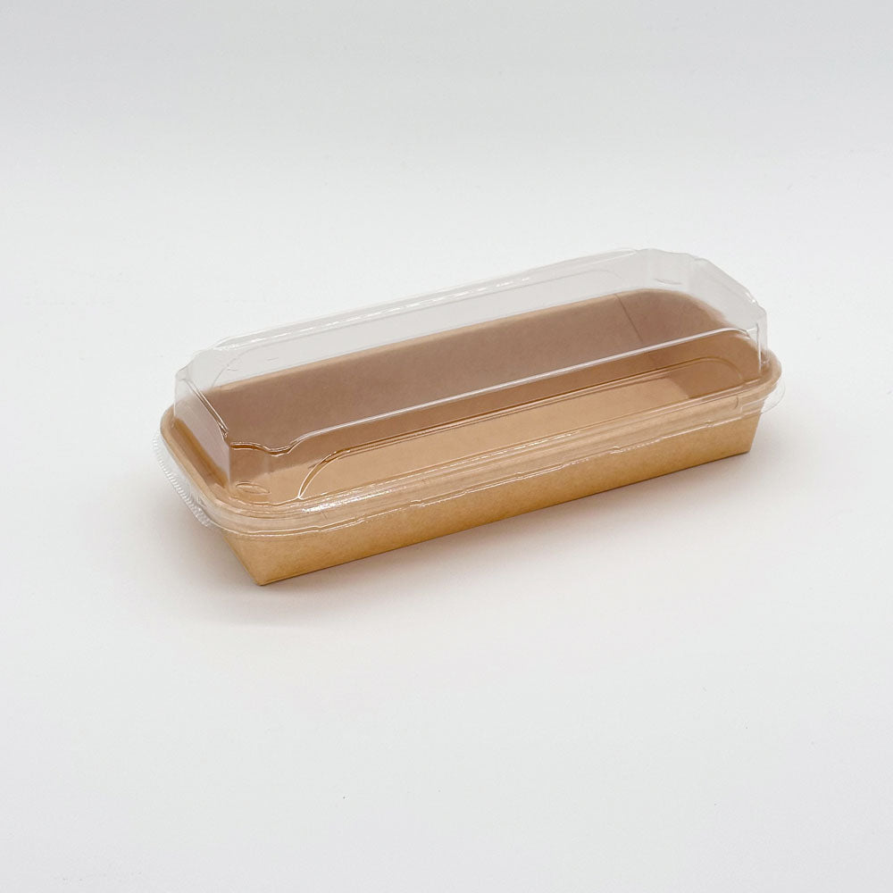 8"x4"x1" Kraft PaperBoard Tray with Clear PET Lid