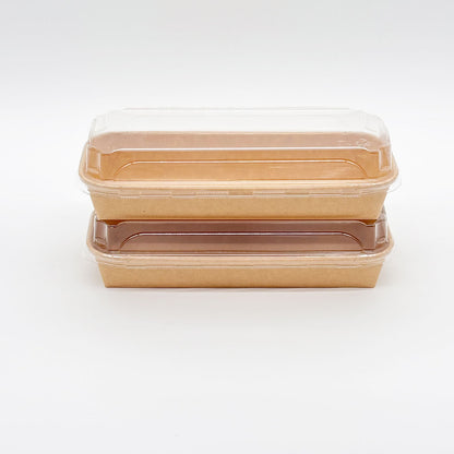 8"x4"x1" Kraft PaperBoard Tray with Clear PET Lid