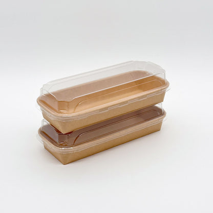 8"x4"x1" Kraft PaperBoard Tray with Clear PET Lid