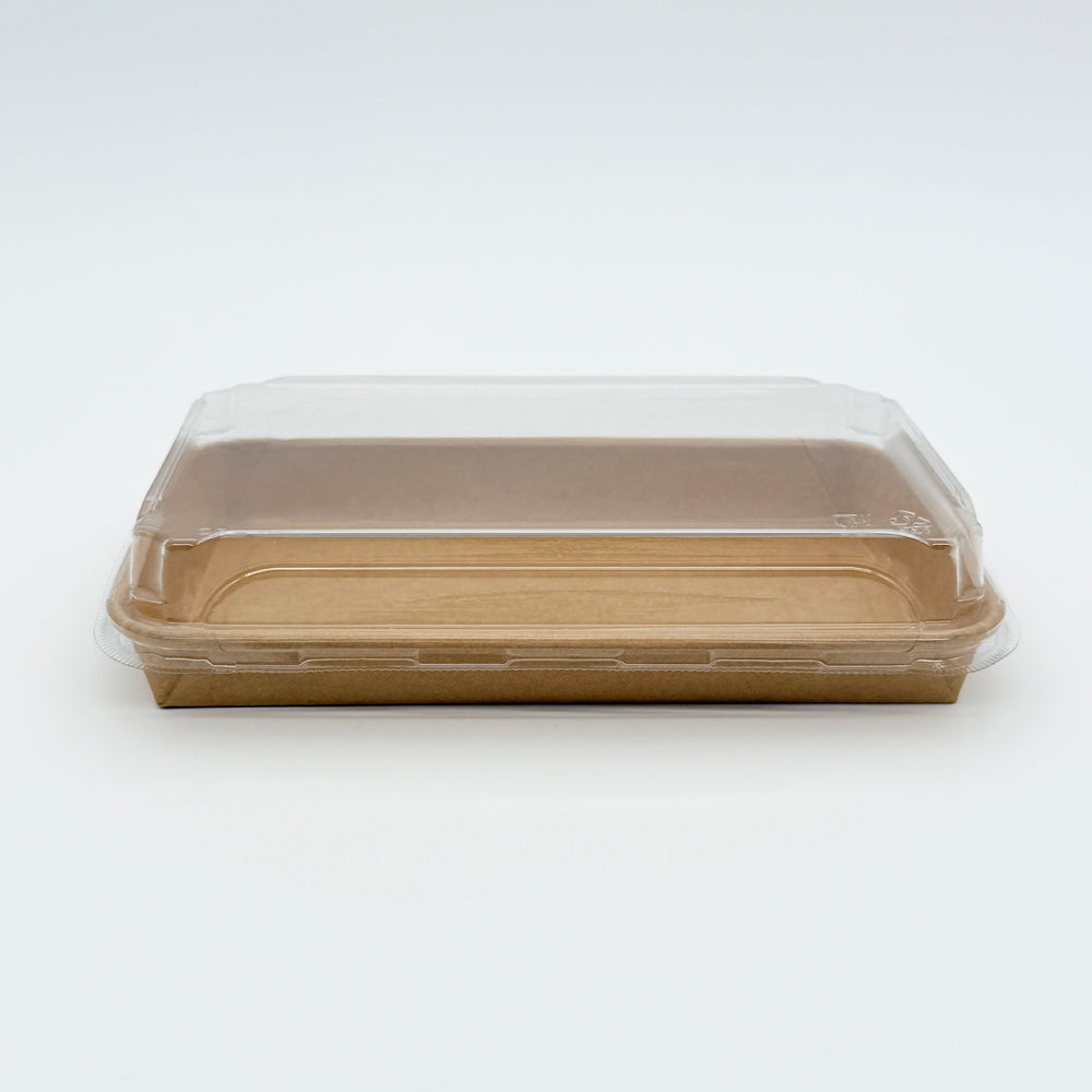 9.5"x5.9" Kraft PaperBoard Tray with Clear PET Lid
