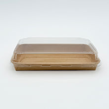 9.5"x5.9" Kraft PaperBoard Tray with Clear PET Lid