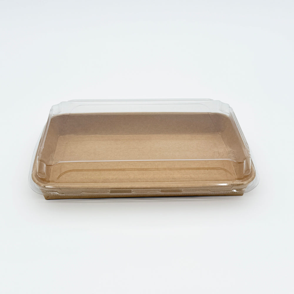 9.5"x5.9" Kraft PaperBoard Tray with Clear PET Lid