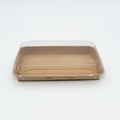 9.5"x5.9" Kraft PaperBoard Tray with Clear PET Lid