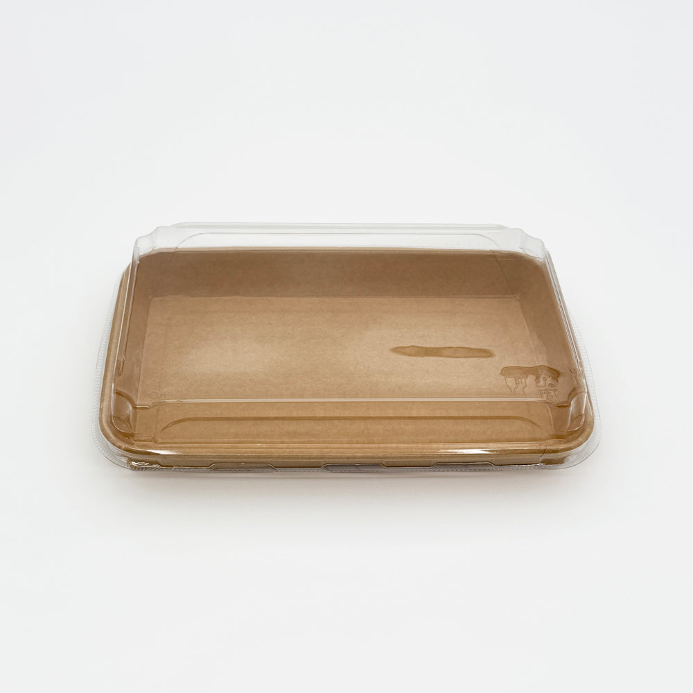 9.5"x5.9" Kraft PaperBoard Tray with Clear PET Lid