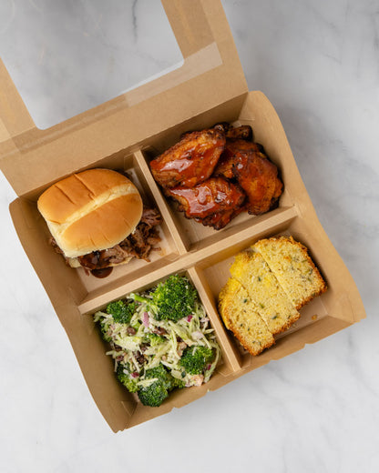 7"x7"x2" Window PaperBoard 4 Compartment Bento Box