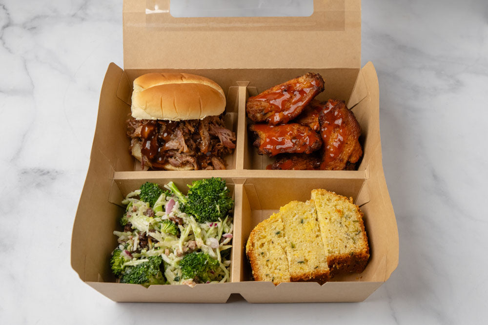 7"x7"x2" Window PaperBoard 4 Compartment Bento Box