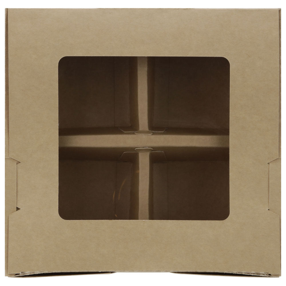 7"x7"x2" Window PaperBoard 4 Compartment Bento Box