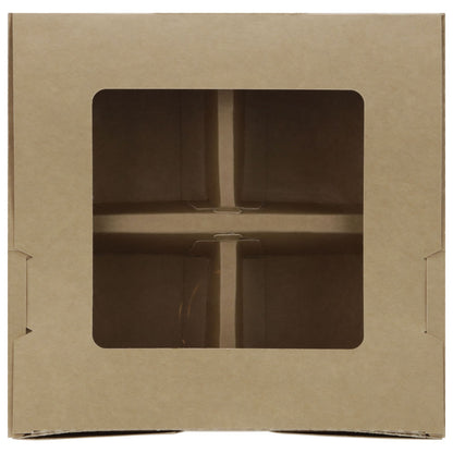 7"x7"x2" Window PaperBoard 4 Compartment Bento Box