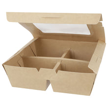 7"x7"x2" Window PaperBoard 4 Compartment Bento Box