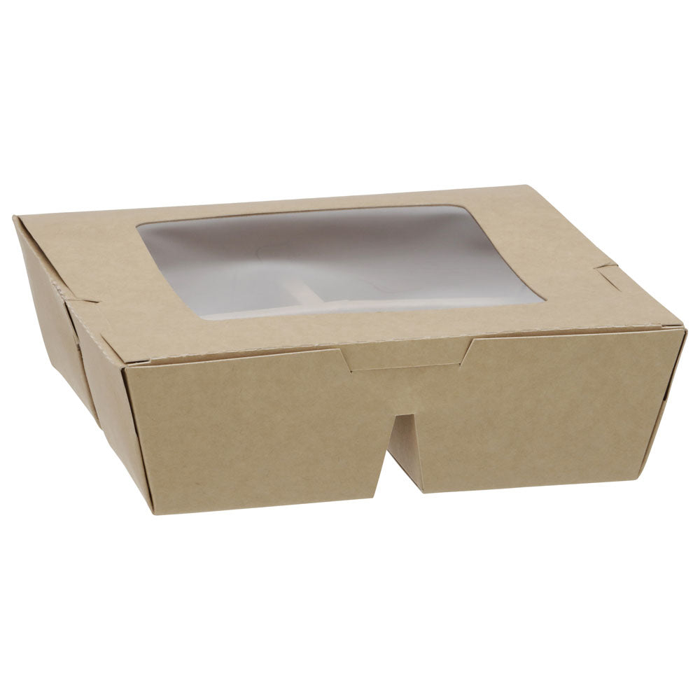 7"x7"x2" Window PaperBoard 4 Compartment Bento Box