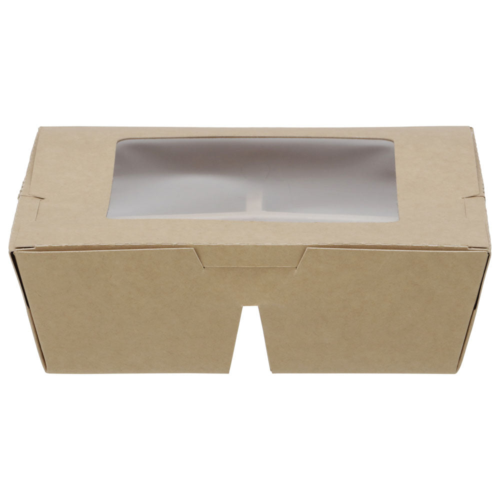 7"x7"x2" Window PaperBoard 4 Compartment Bento Box