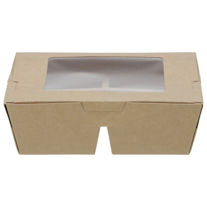 7"x7"x2" Window PaperBoard 4 Compartment Bento Box