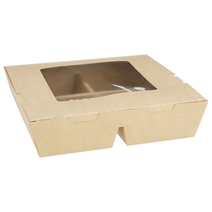 9"x9"x2" Window PaperBoard 4 Compartment Bento Box