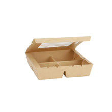 9"x9"x2" Window PaperBoard 4 Compartment Bento Box