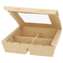 9"x9"x2" Window PaperBoard 4 Compartment Bento Box