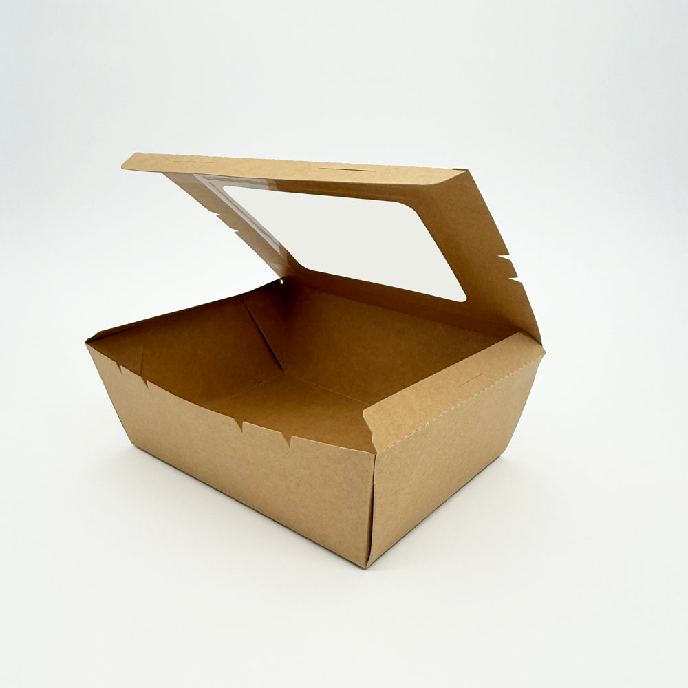 9"x7"x3" Windowed PaperBoard 1 Compartment Bento Box