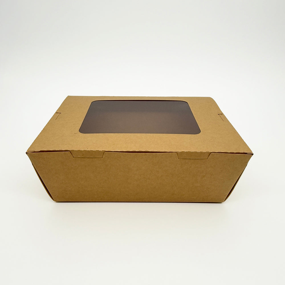 9"x7"x3" Windowed PaperBoard 1 Compartment Bento Box