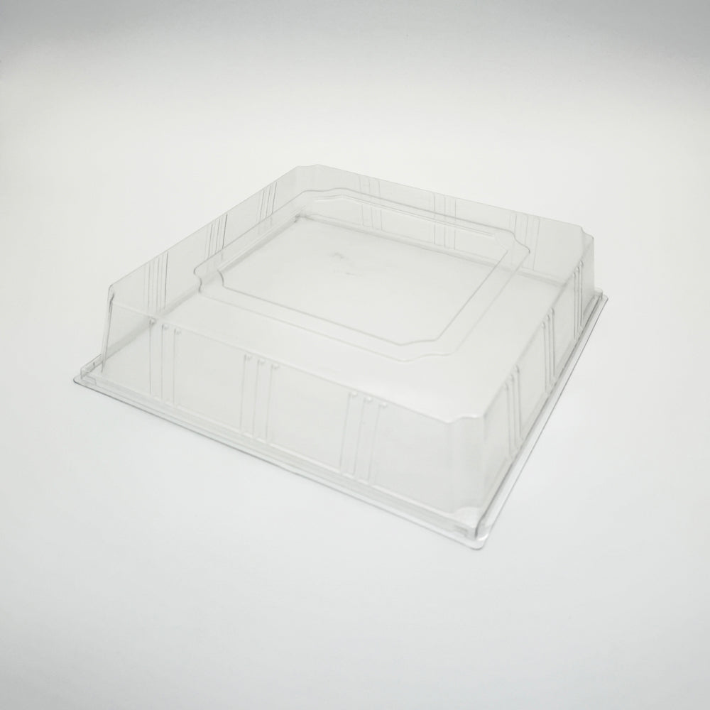 14"x14" Solid Wood Tray Clear PET Lid