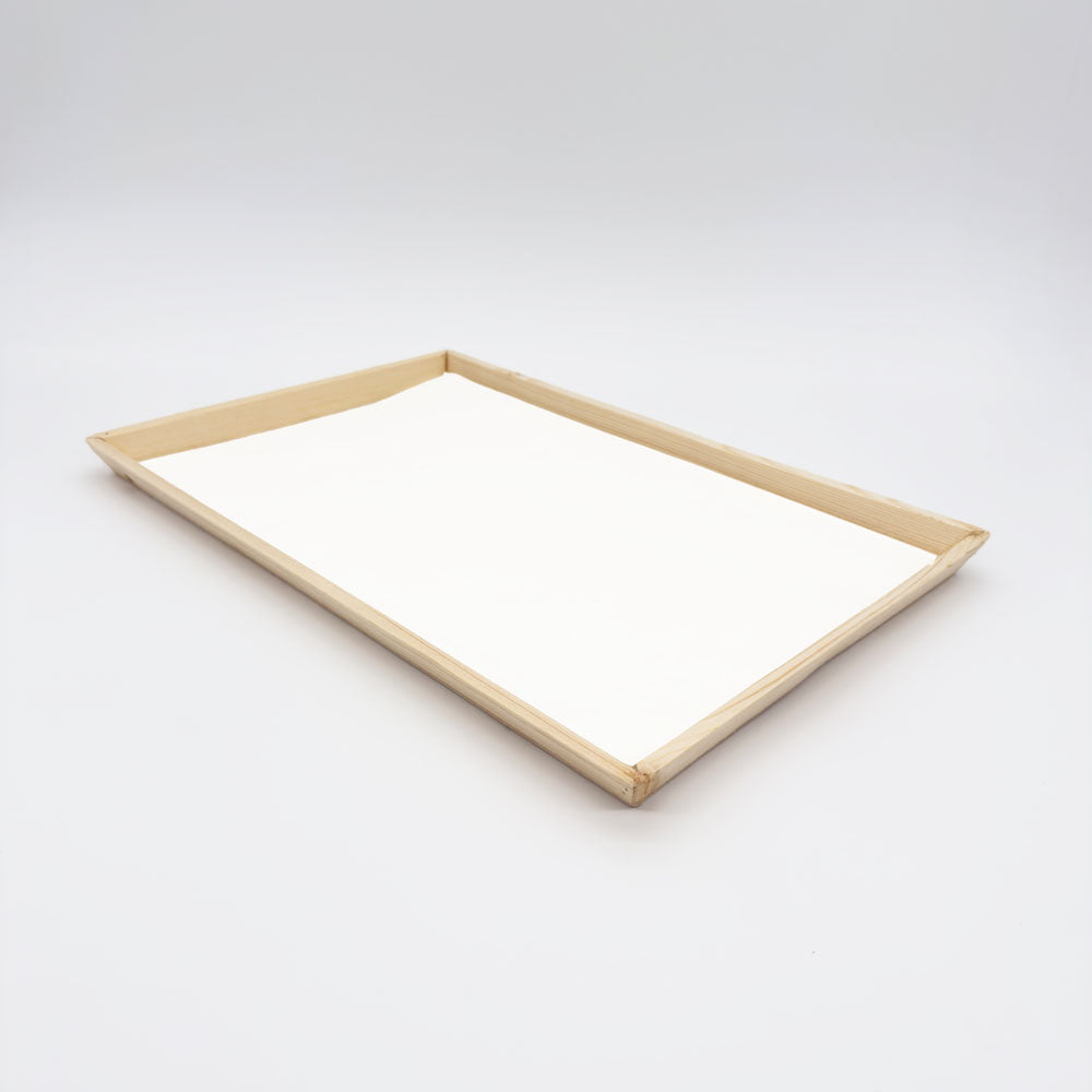 12"x18" Angled Edge Solid Wood Tray (Paper Lined)