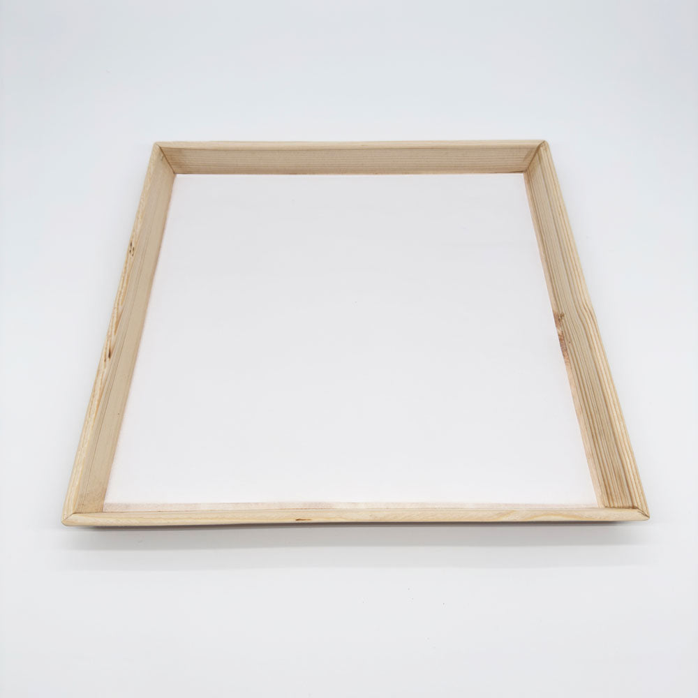 14"x14" Angled Edge Solid Wood Tray (Paper Lined)