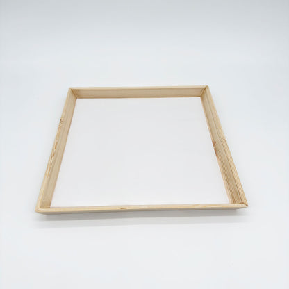 14"x14" Angled Edge Solid Wood Tray (Paper Lined)