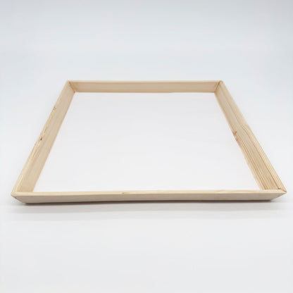 16"x16" Angled Edge Solid Wood Tray (Paper Lined)