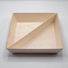 7"x7"x4" Square Balsa Wood Fixed Side Tray with Cross Diagonal Partitions