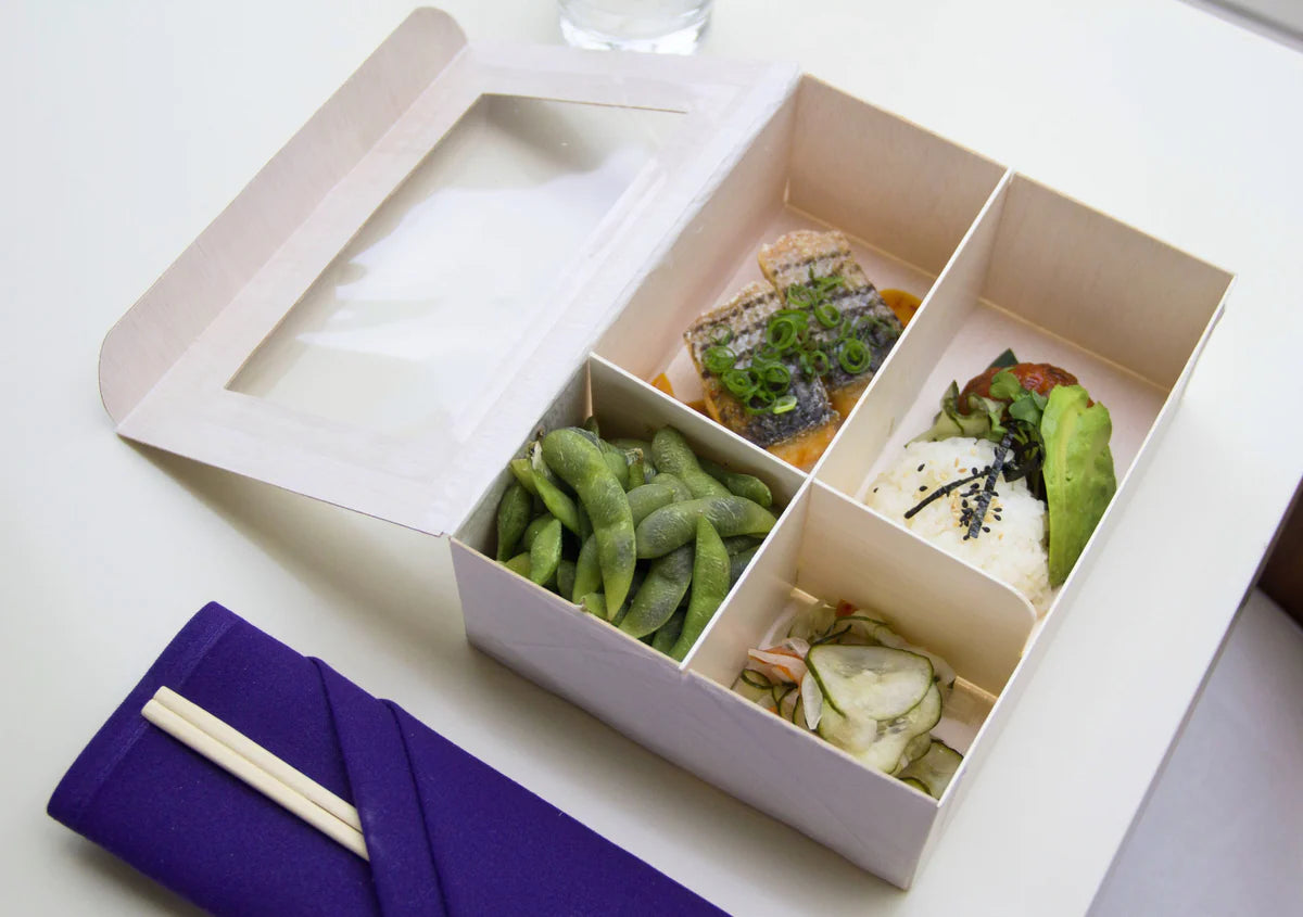 6"x8"x3" Vento Balsa Wood Collapsible Box with Attached Window Lid and 3 Dividers