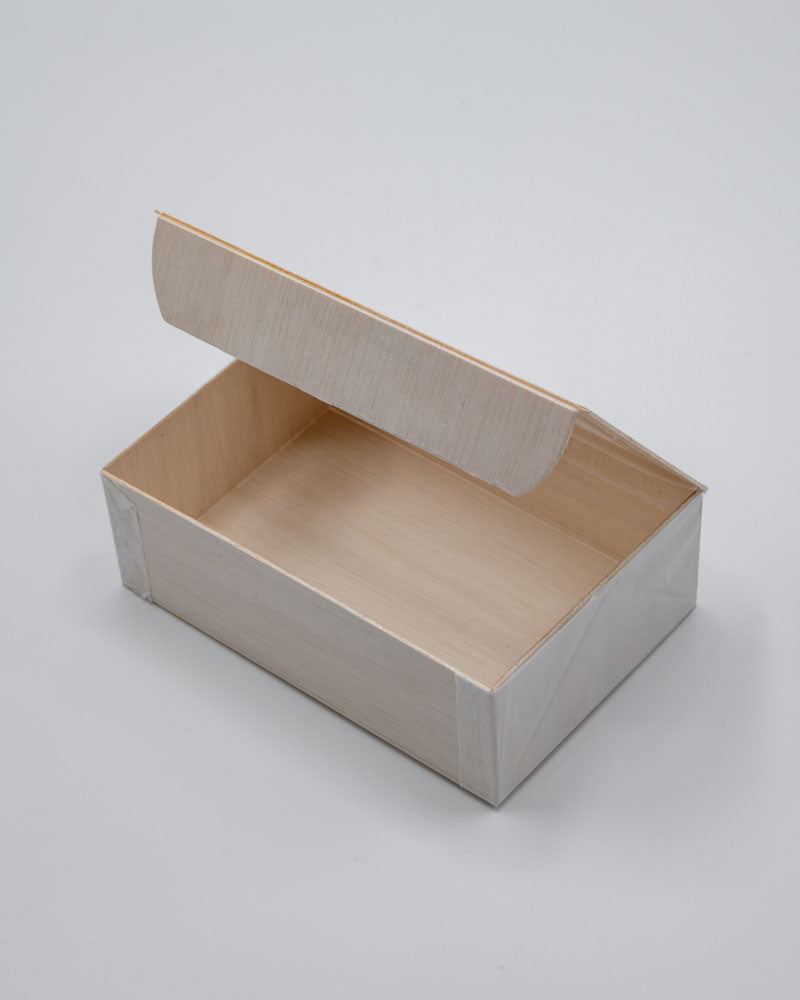 4"x6"x2" Small Balsa Wood Collapsible Box with Windowed Attached Lid