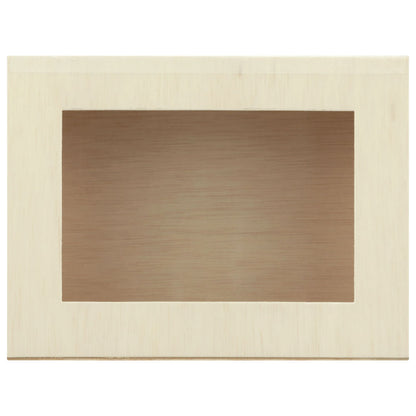 6"x8"x3" Medium Balsa Wood Collapsible Box with Attached Window Lid