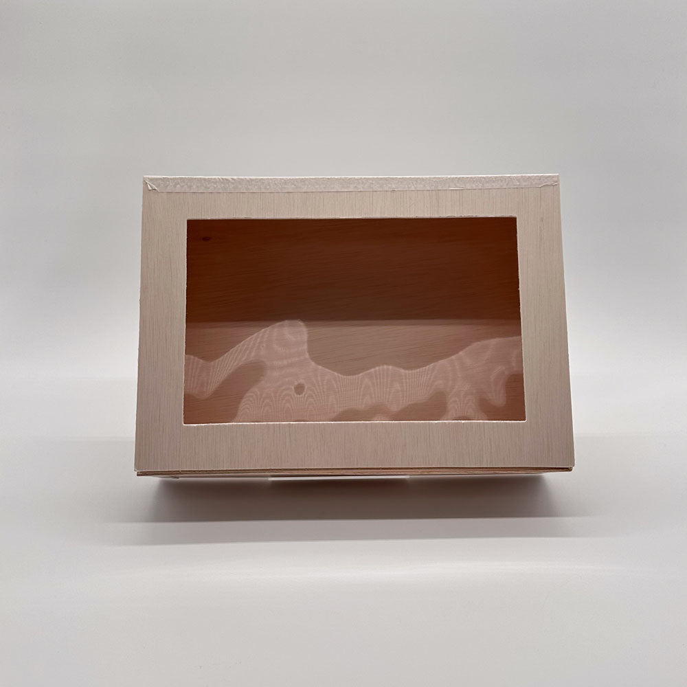 8"x11"x3" Large Balsa Wood Collapsible Box with Attached Window Lid