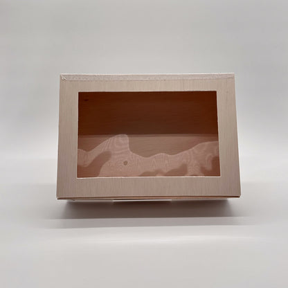 8"x11"x3" Large Balsa Wood Collapsible Box with Attached Window Lid