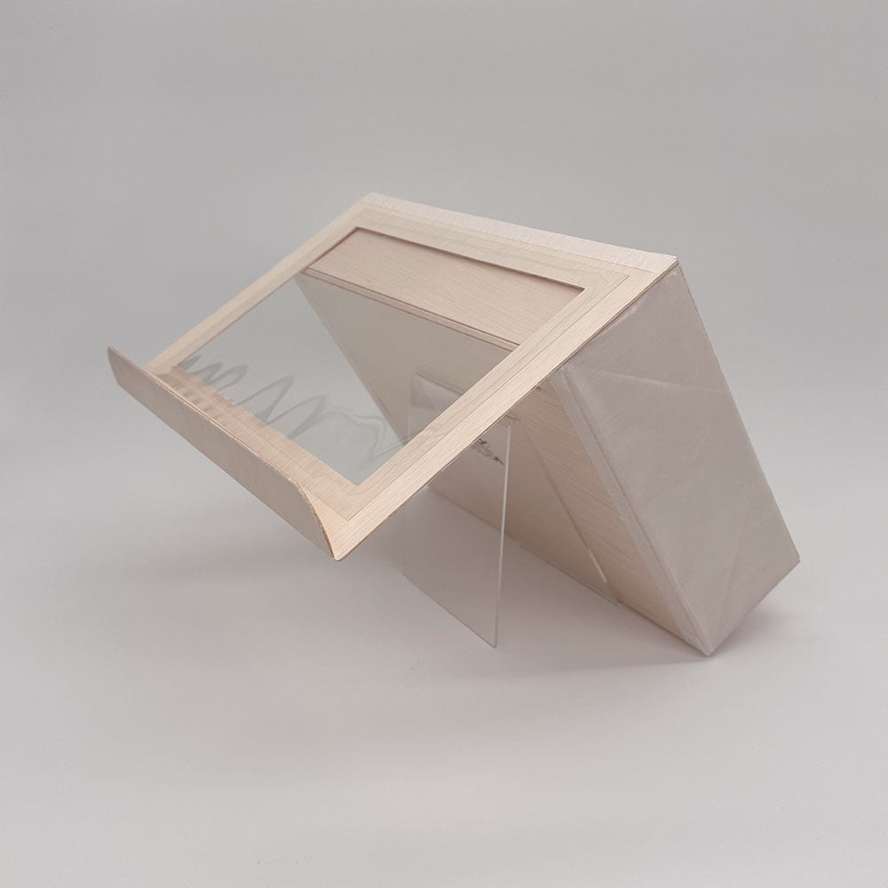 8"x11"x3" Large Balsa Wood Collapsible Box with Attached Window Lid